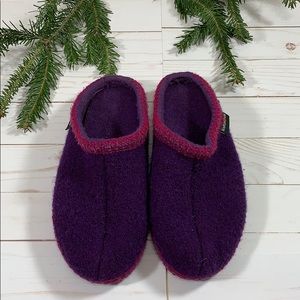 Haflinger Wool Slip On Slippers Purple